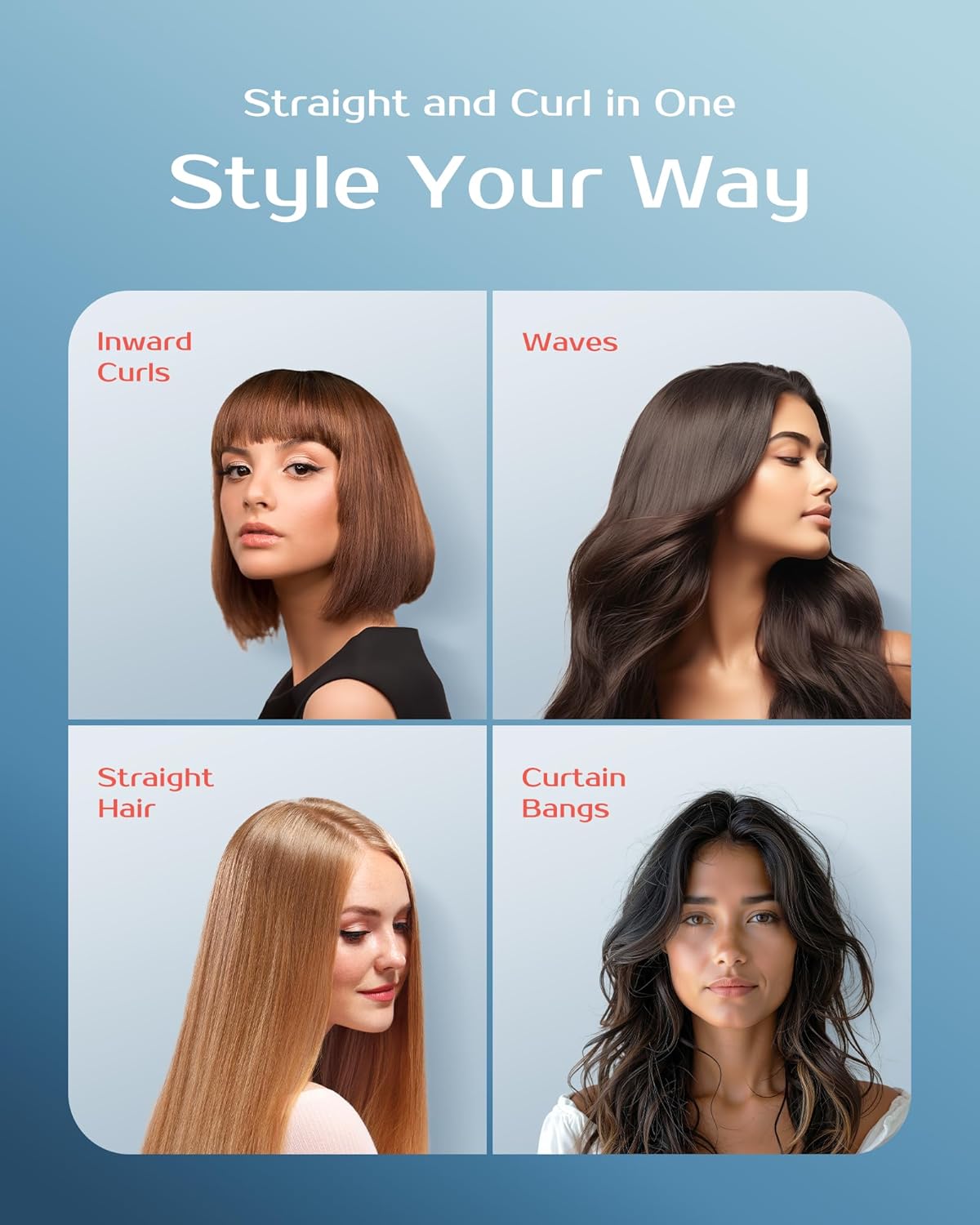 VENTRIS Cordless Ionic Hair Straightener Brush, Anti-Frizz Fast Heating Portable Hair Straightening Travel Hot Comb for Women, VOYA Series