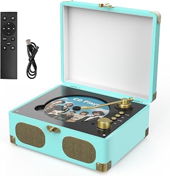 RetroAudio Portable Desktop CD Player with Built-in Speakers, Blue