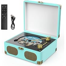 RetroAudio CD Player with Speakers Retro Portable CD Players for Home Music Player with Remote Control,V5.4 Bluetooth in&Out Desktop Suitcase CD Player with AUX in, Headphone Jack,USB Playback,Blue