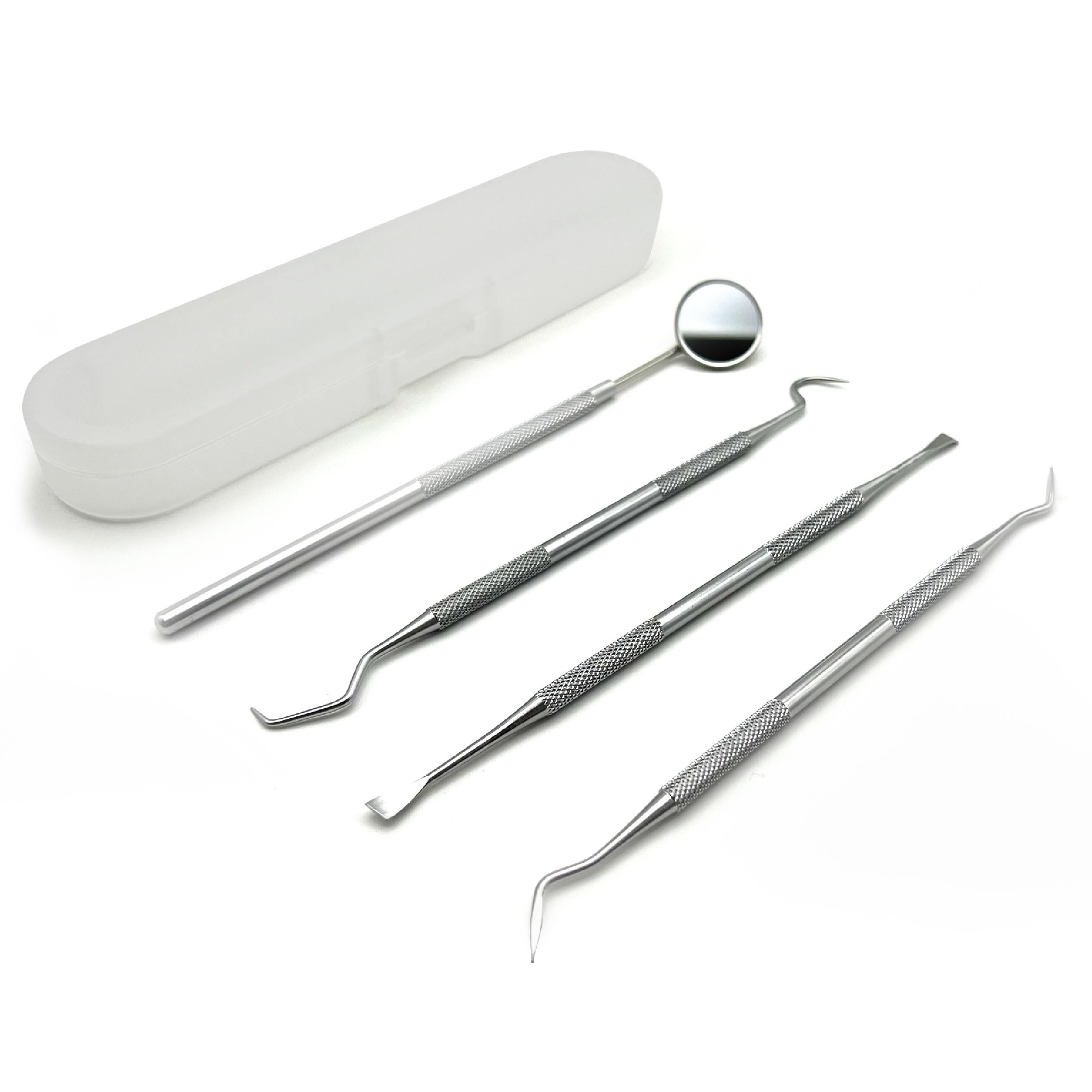 4 Pack Dental Tools for Teeth Cleaning Professional metal toothpick home oral care kit Stainless steel dental scraper