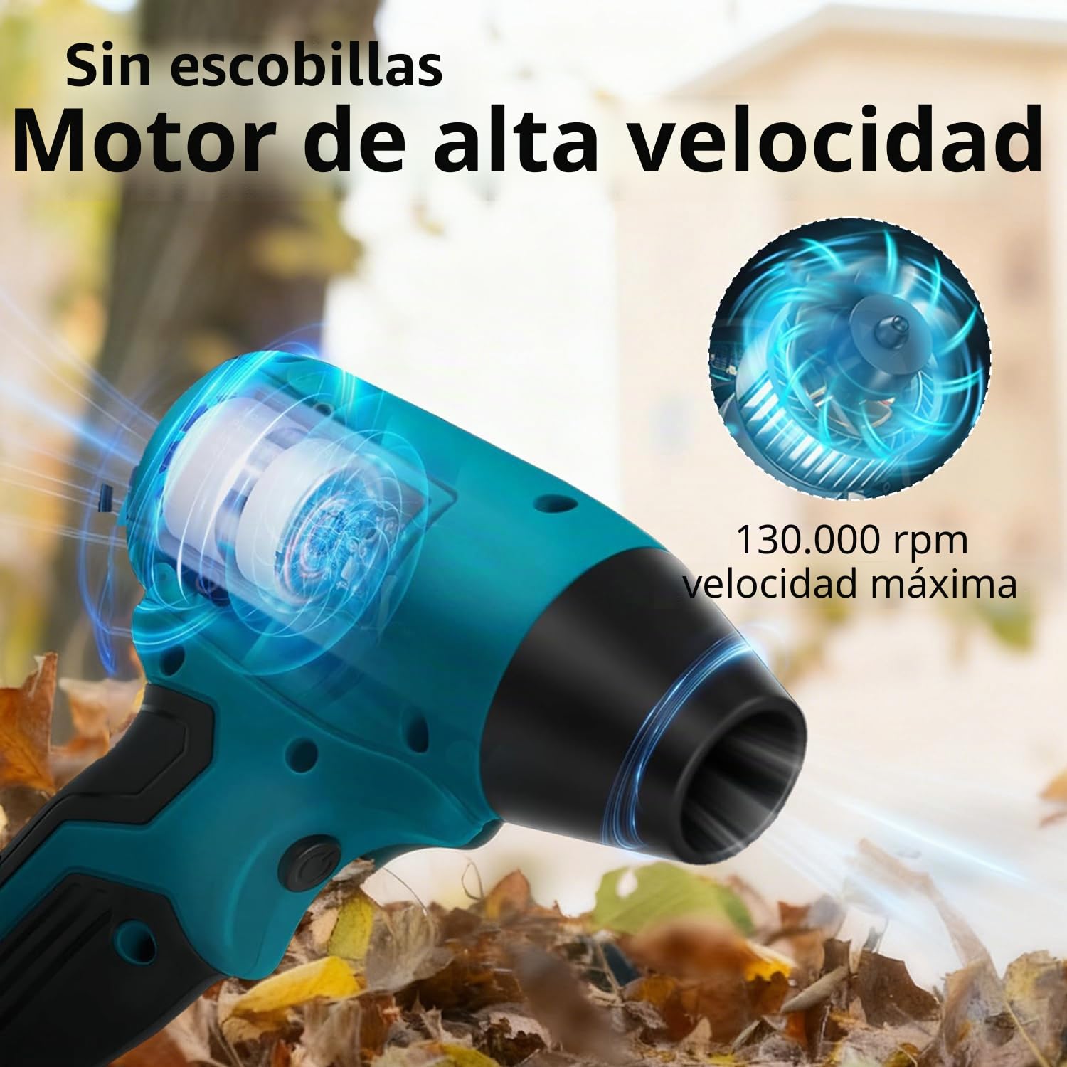 Soplador compatible con baterías Makita de 18 V, mini soplador de hojas con 5 boquillas, velocidad de aire de 30 m/s, motor sin escobillas de 130000 rpm, soplador de hojas portátil para eliminar hojas