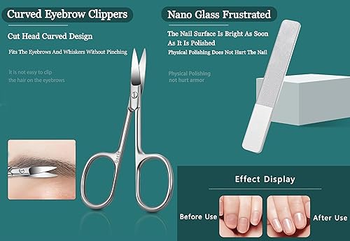 Miniatura 6 de Juego de arte de uñas, kit profesional de arte de uñas, kit de cuidado de uñas 9 en 1, juego de cortaúñas de acero inoxidable, kit de viaje y aseo,