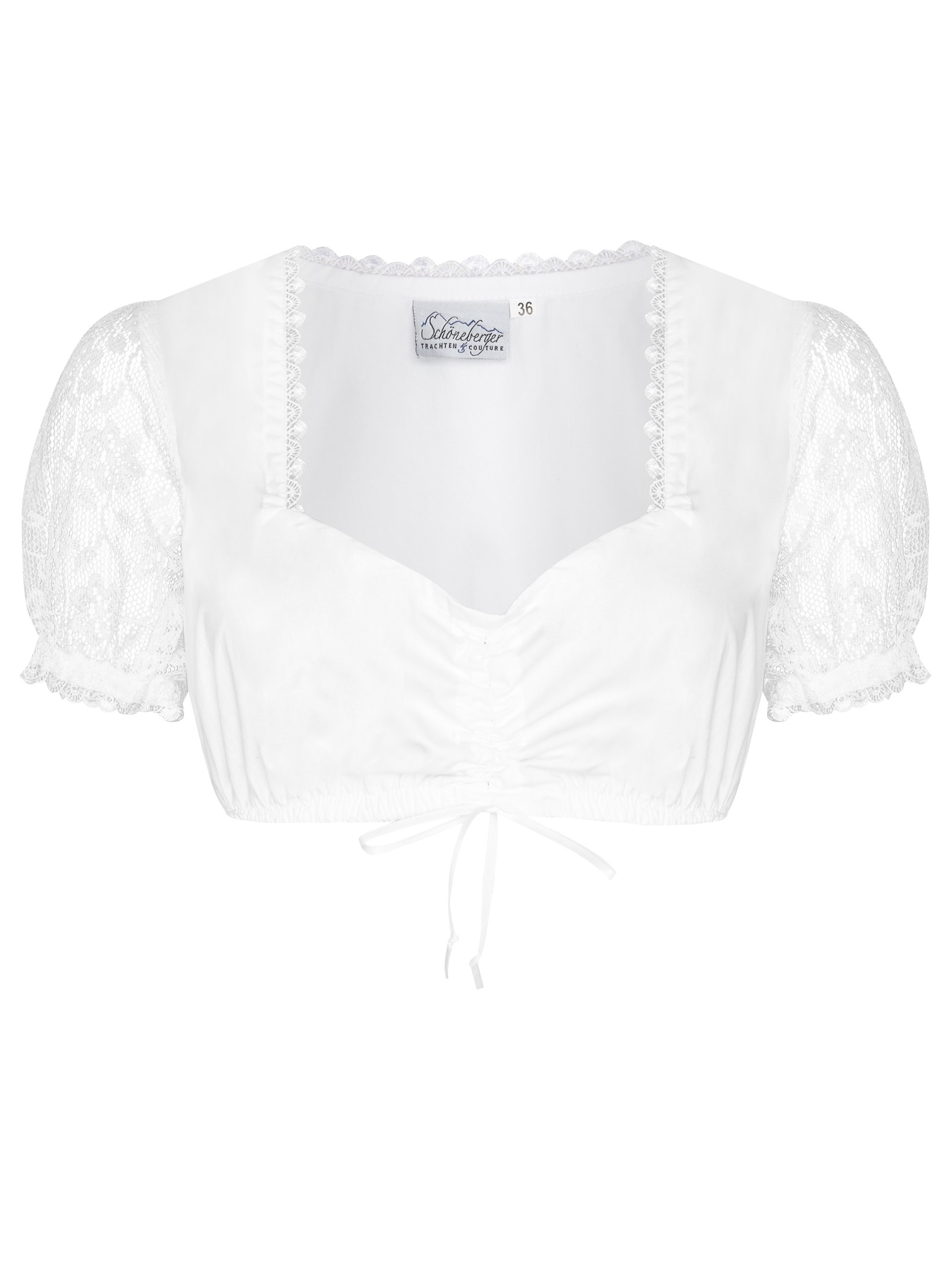 Schöneberger Trachten Couture Damska bluzka Dirndl z koronki i bawełny – elegancka biała bluzka Dirndl Wiesnherz
