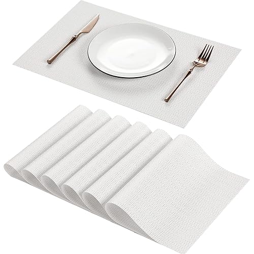 AHHFSMEI Placemats for Dining Table Set of 6 Woven Vinyl