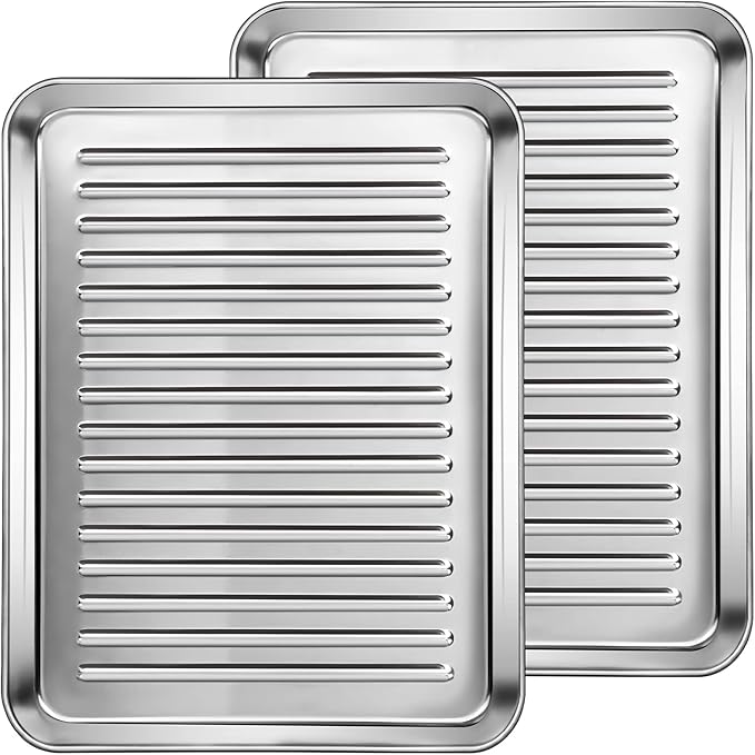 2 Pieces Baking Sheet, CEKEE Stainless Steel Quarter Sheet