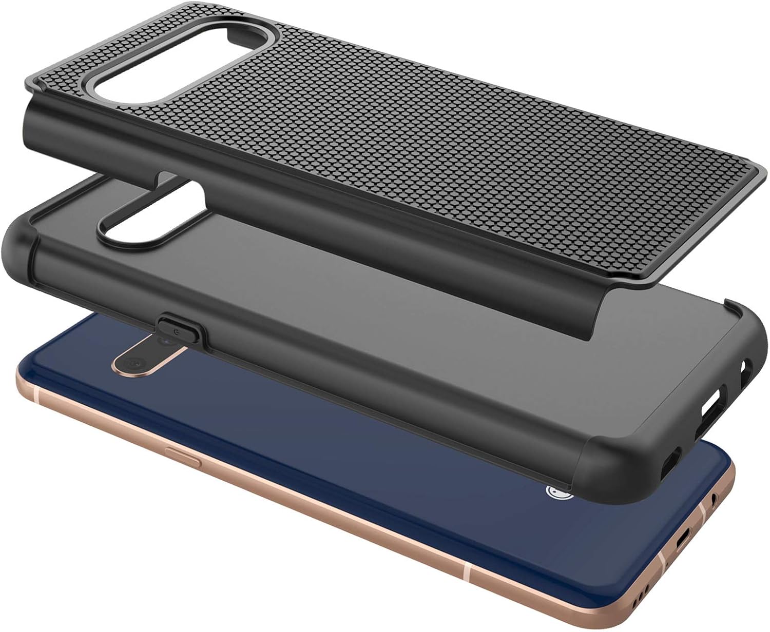 Tekcoo Case for LG V60 ThinQ/LG V60 ThinQ 5G UW, Luxury [Tmajor] Hybrid Shock Absorbing [Black] Rubber Silicone & Plastic Scratch Resistant Bumper Grip Cute Hard Phone Cases Cover