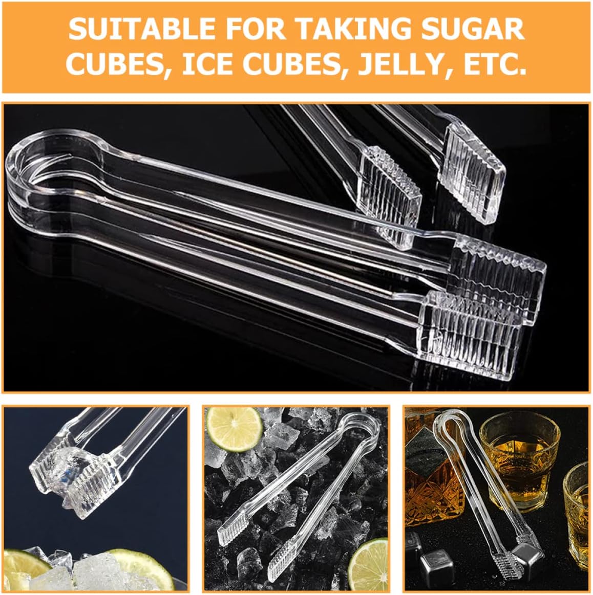 10pcs Acrylic Ice Cube Tongs Multi-purpose Food Clips for Serving Bbq and Parties Non-slip Design Easy to Clean for Sugar Cubes and Small Foods