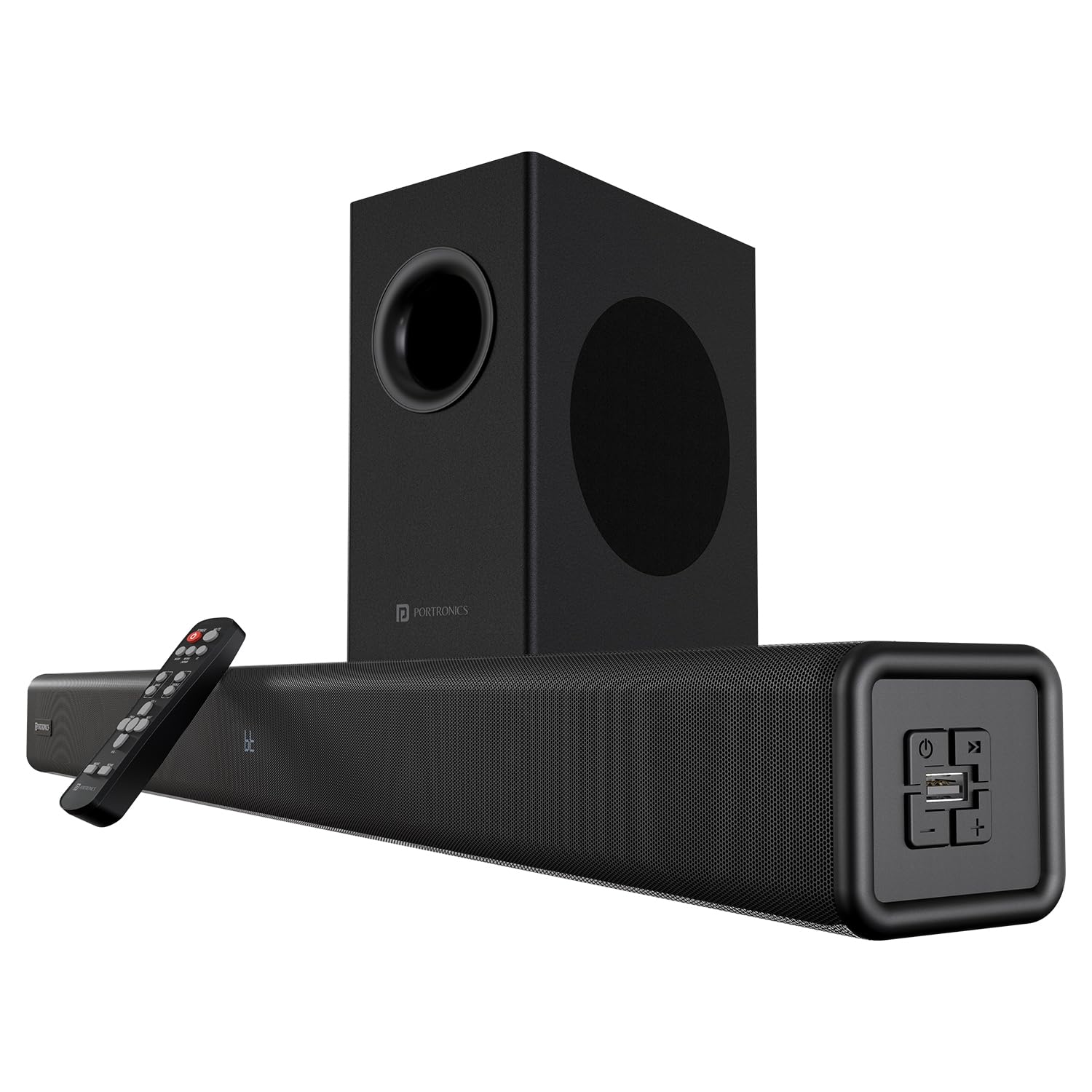 Portronics Pure Sound 107 | 200W Soundbar with Subwoofer for Deep Bass, 2.1 Channel Home Theatre, 3D Surround Sound, HD Sound, 3 EQ Modes, Bluetooth 5.3V, HDMI, AUX in, USB, Optical Port (Black) (B0DF7WK85W) Amazon Price History, Amazon Price Tracker