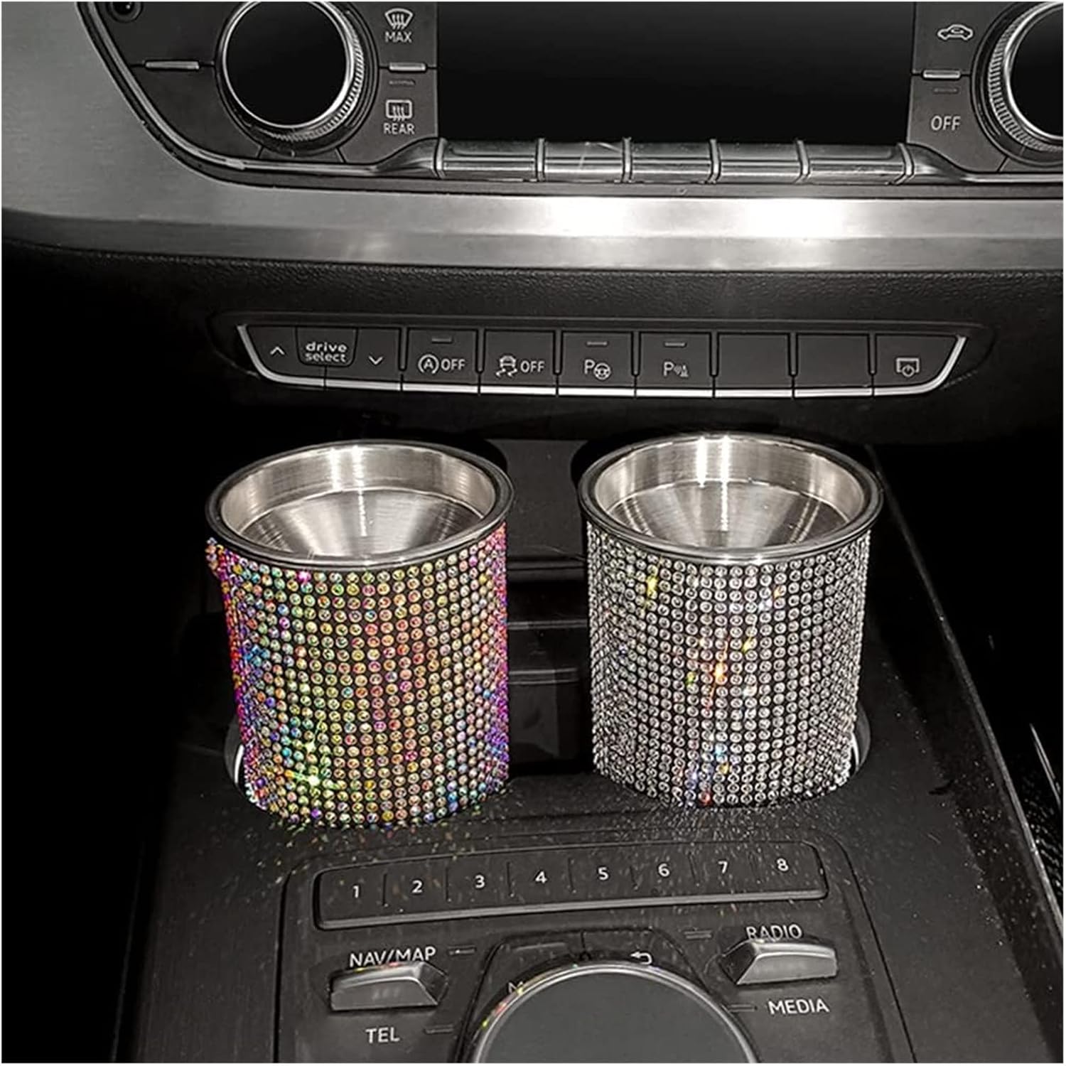 Bling Car Ashtray, Bling Portable Cigarette Smokeless Cylinder Cup Holder, Car Accessories For Women,Ideal For Car,(Pink)