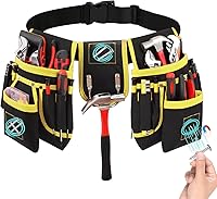 Oavostd Tool Belt with 27 Pockets & 3 Magnetic Zones - Modular Heavy-Duty Lightweight Pouch for Electricians, Carpenters, DIYers (Yellow)