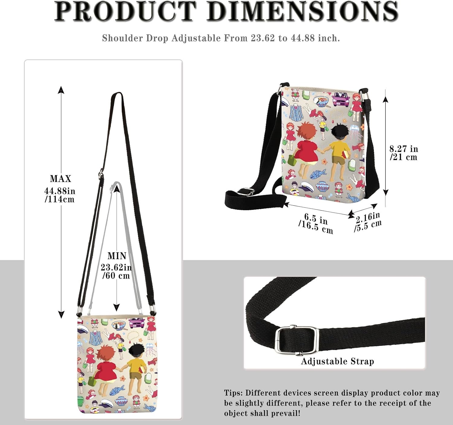 GJTIM Japanese Anime Inspired Gift Japanese Manga Gift Ponyo&Sosuke Crossbody Bag for Cartoon Movie Lover - Image 3