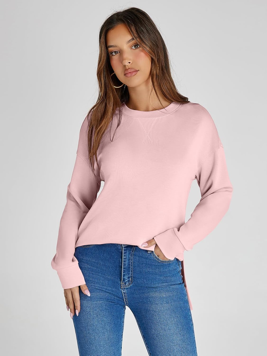 Glamaker Women's Long Sleeve Crewneck Sweatshirt Air Essentials Soft Loose Pullover Sweatshirts - Image 7