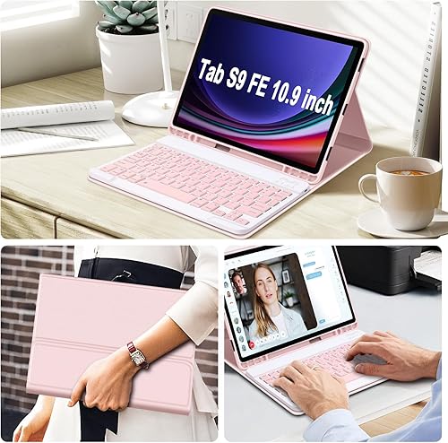 Miniatura 7 de GOKOCO Funda con teclado para Samsung Galaxy Tab S9 2023 de 11 pulgadas, funda de teclado desmontable magnética con soporte para S Pen para
