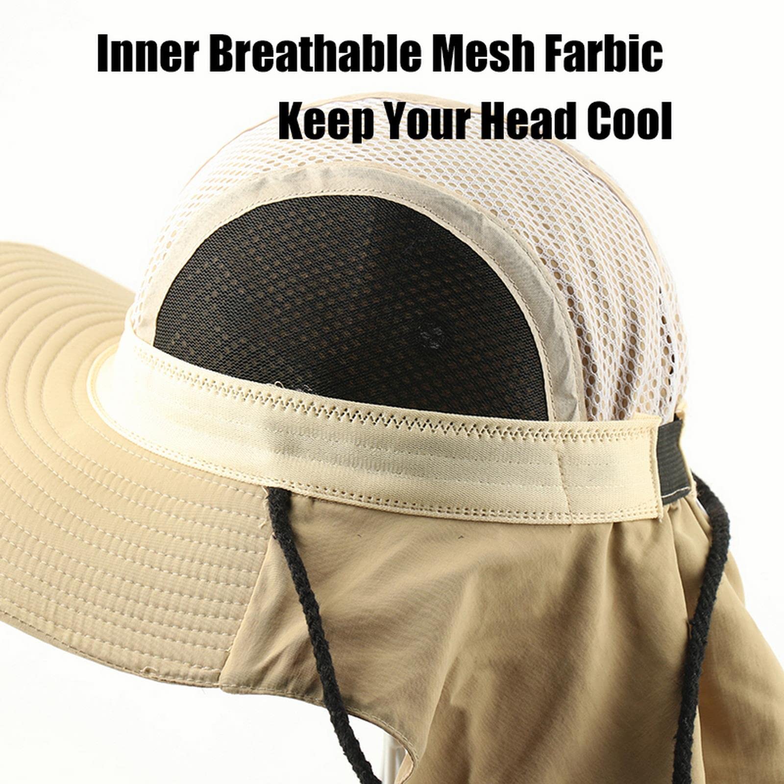 Sombrero de pescador, sombrero de sol para mujeres y hombres, sombrero casual con solapa para el cuello, al aire libre, ala larga, sombrero de pesca, transpirable