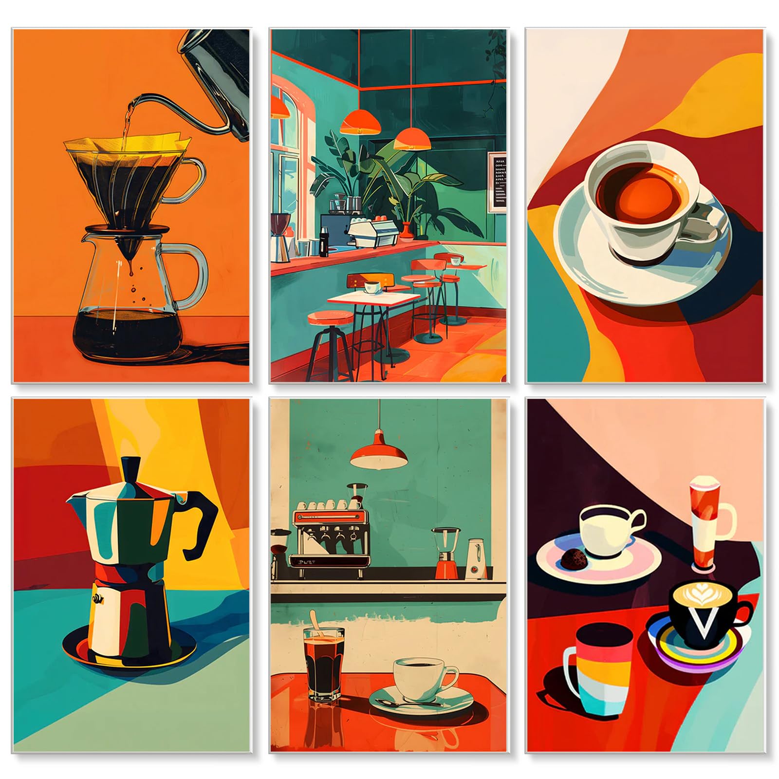 6 Pack Coffee Paint by Numbers for Adults Canvas Without Frame, DIY Coffee Painting by Numbers for Adults, Easy Acrylic Paint Kit Arts and Crafts Adult Beginners for Home Wall Decor Gift 20x30cm โ image 1