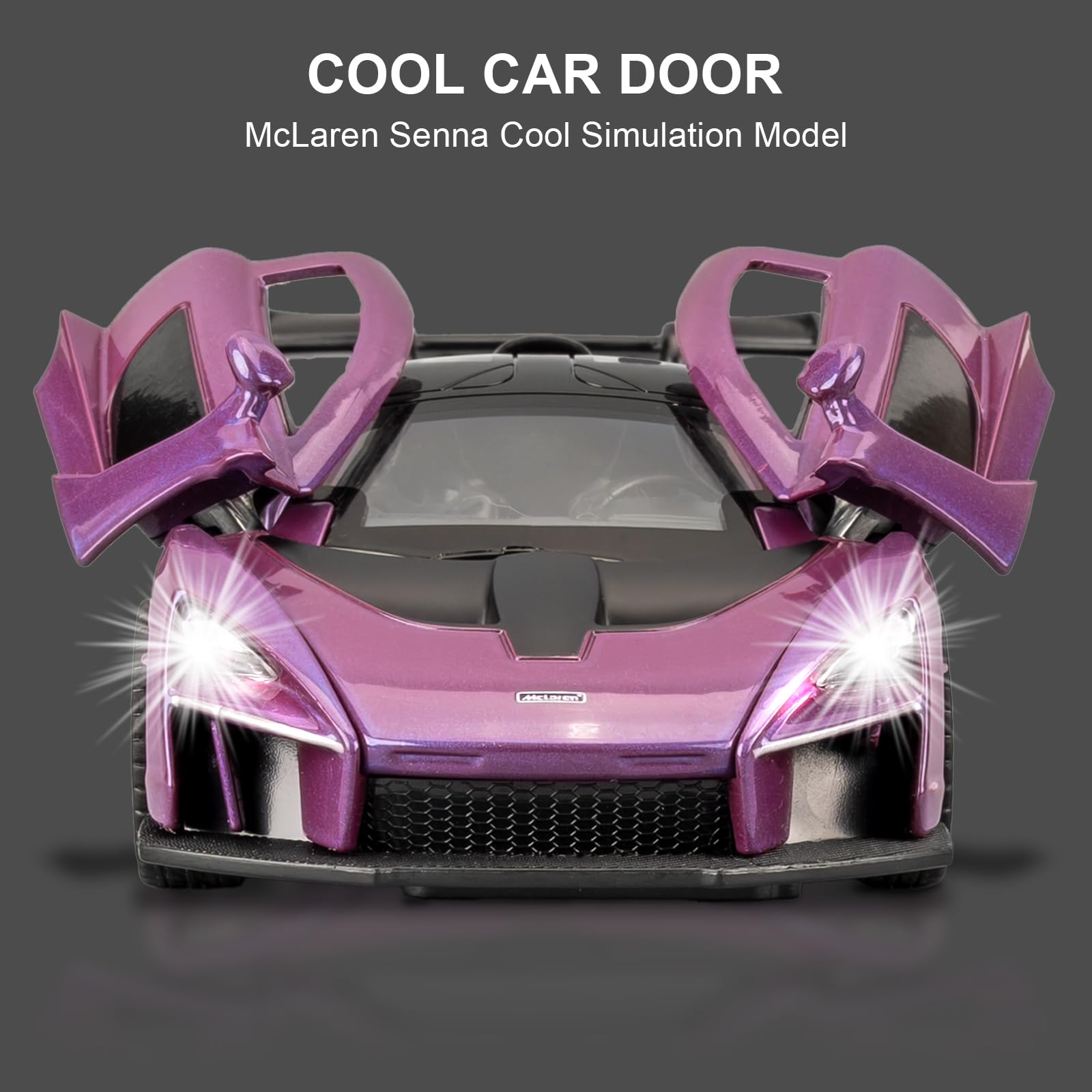 1/32 McLaren Senna Auto Modello, Raccogliere McLaren Senna Super Sport Diecast Auto Giocattoli con Suono e Luce, Lega di Zinco Pull Back Viola Giocattolo Veicolo per Adulti Ragazzi Ragazzi