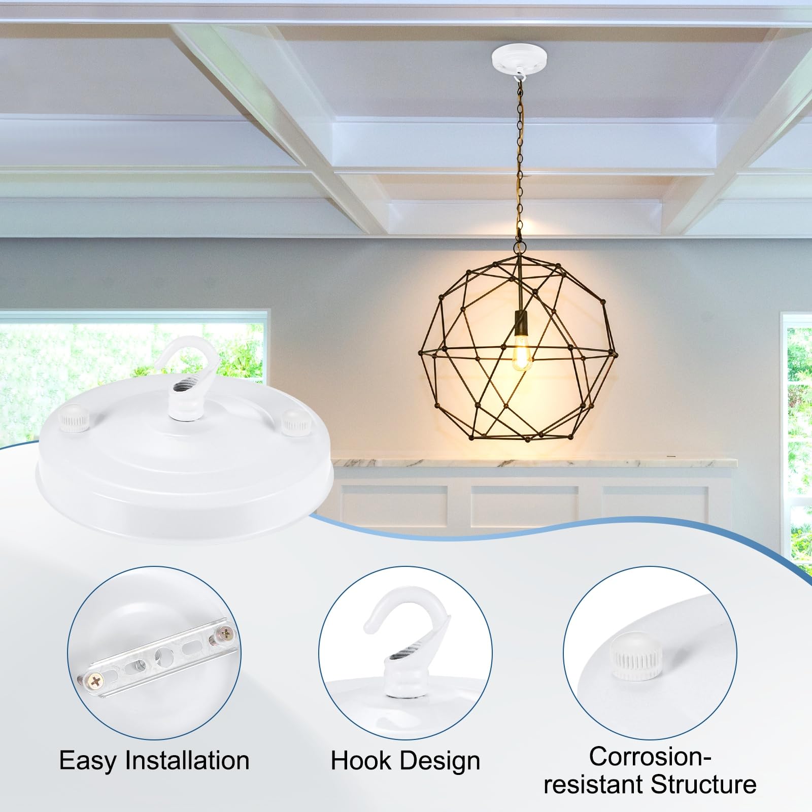M METERXITY 1-Pack Light Canopy Kit, 4.3" Replacement Cover Plate for Chandelier Fixture/Pendant Light/ Swag Light - Image 2