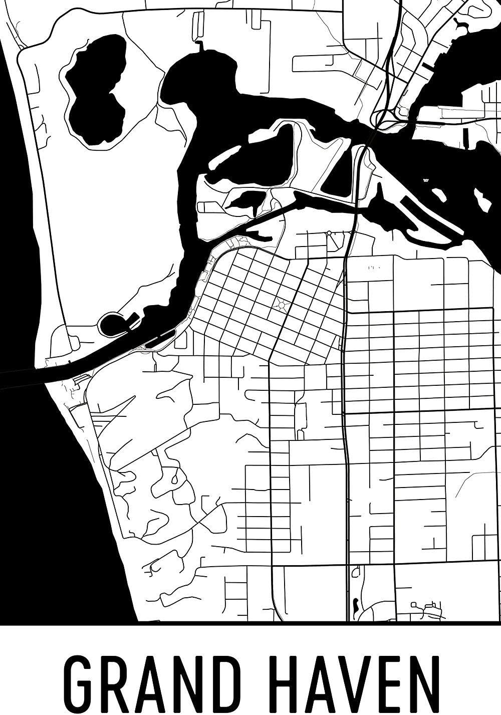 Grand Haven Print, Grand Haven Art, Grand Haven Map, Grand