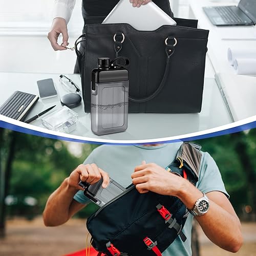 Miniatura 4 de 2 botellas de agua planas de 13 onzas para licor, botellas cuadradas delgadas, taza de viaje portátil, botella de bolsillo para deportes al aire