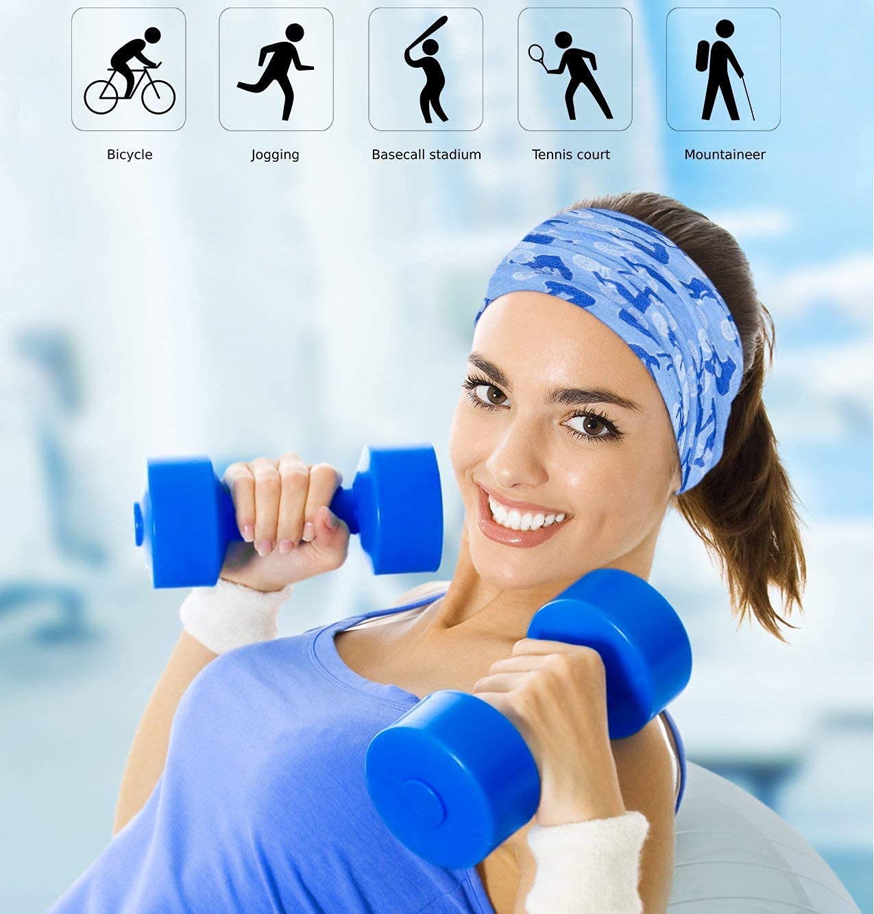 SLOSH Bandana Cintas Pelo Deporte Hombre Mujer Ciclismo Yoga Elastica Pañuelos Cabeza Turbante Lazo Tenis UV Moto Playa