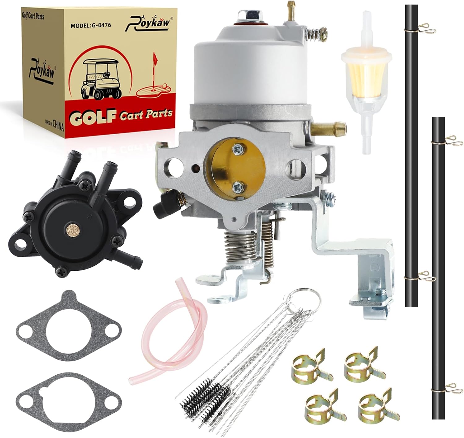 Roykaw Golf Cart Carburetor Kit Compatible with Yamaha 2003-up G22-G27 G29 Gas 4-Cycle Drive Engine, Replaces OEM # JR6-14101-00, JR6-14101-01, 13351, 17560, 520-185