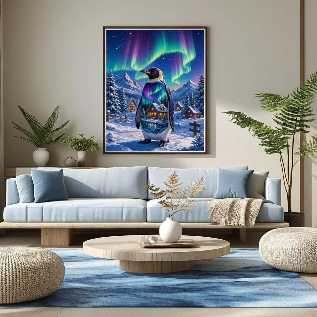 Diamond Painting Pingüino, Manualidad Creativa y Relajante 80x100cm C8-138