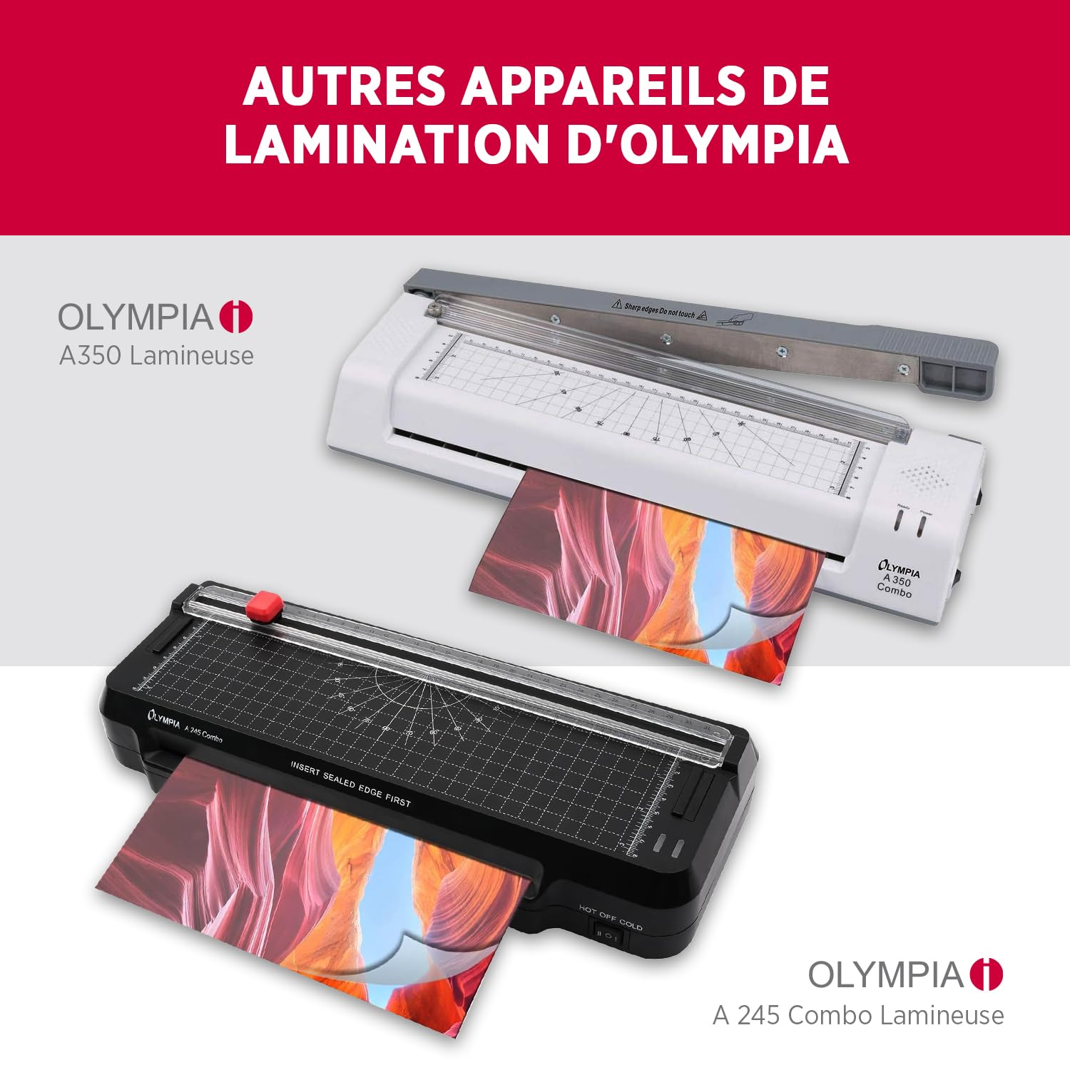 Olympia Plastifieuse A210 4 en 1 A4 | Plastifieuse, coupe-papier et arrondisseur d'angle pour bureau école maison