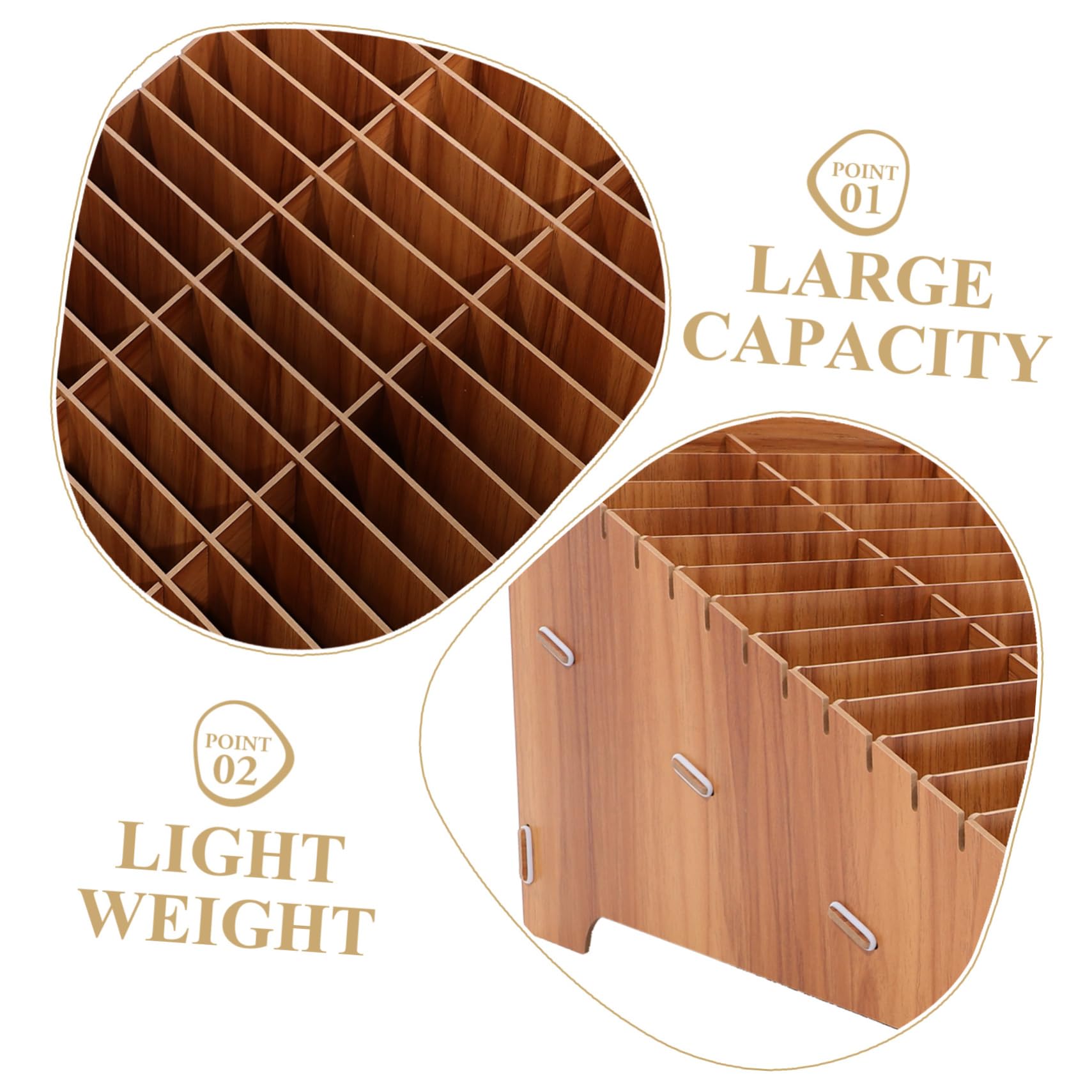 Scatola Porta Oggetti in Legno a Scomparti Multipli da Scrivania | Scuola e Ufficio, Finitura Marrone, Adatta a Piccoli Oggetti e Cosmetici, Design Ordinato