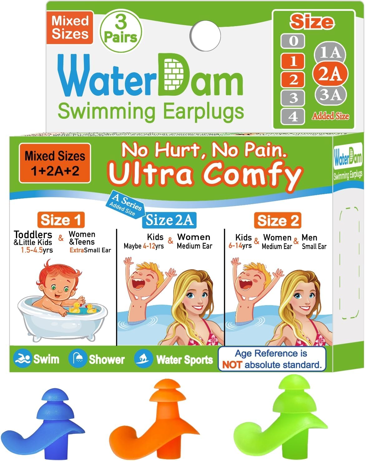 WaterDam Swimming Ear Plugs Great Waterproof Ultra Comfy