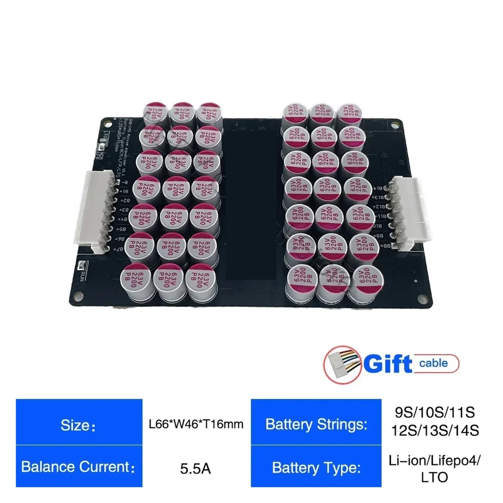 5A Equalizer Balancer 3S 4S 5S 6S 7S 8S 10S12S 14S 16S 17S 18S 19S 20S 21S Lifepo4 Li-ion LTO Battery Energy Capacitor(9-14S NCM LFP LTO)