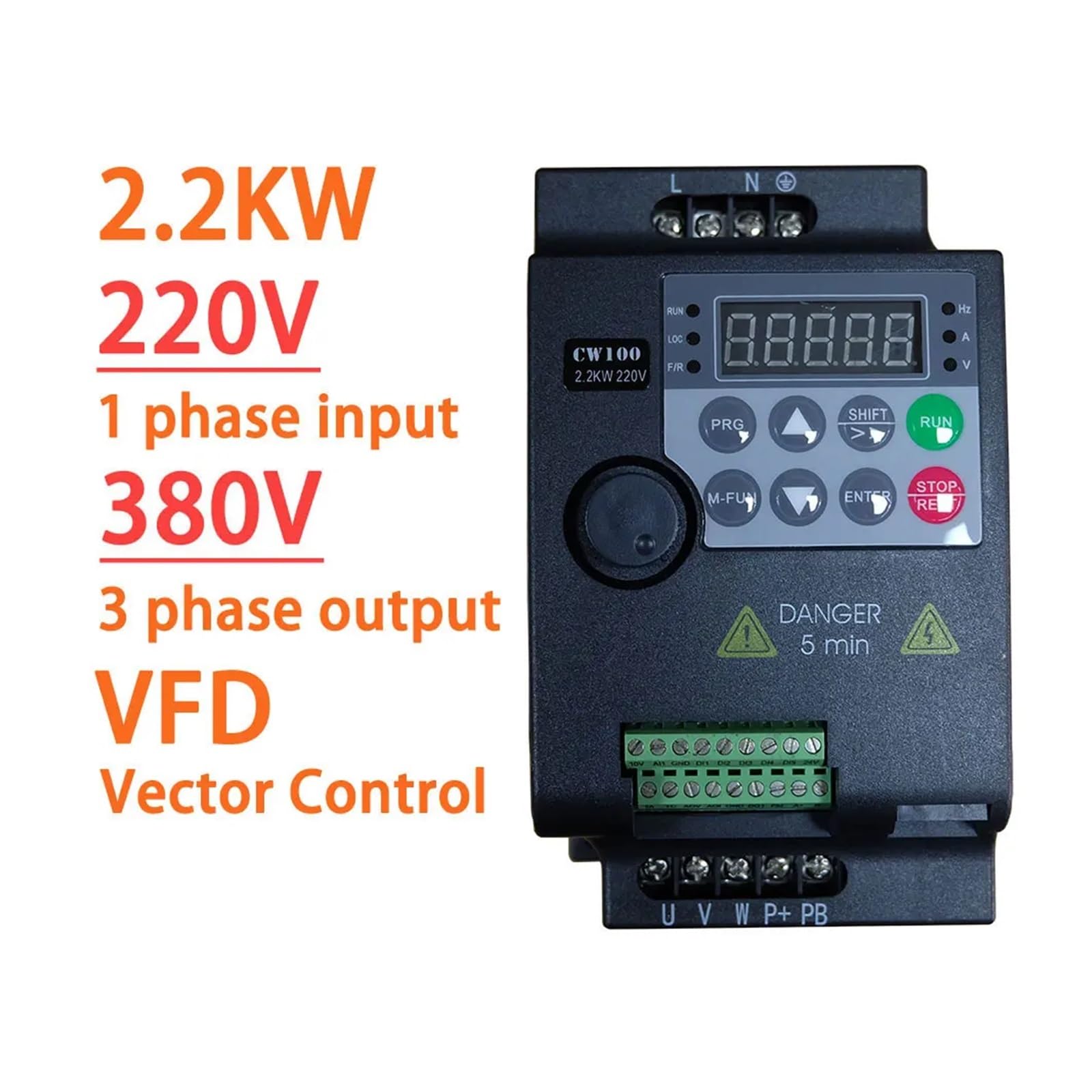 Inverter a frequenza variabile VFD 220 V 380 V 0,75/1,5/2,2/3,7/4/5,5 kW, regolatore di velocità con Controllo vettoriale(2.2KW 220V 1PH-3PH)