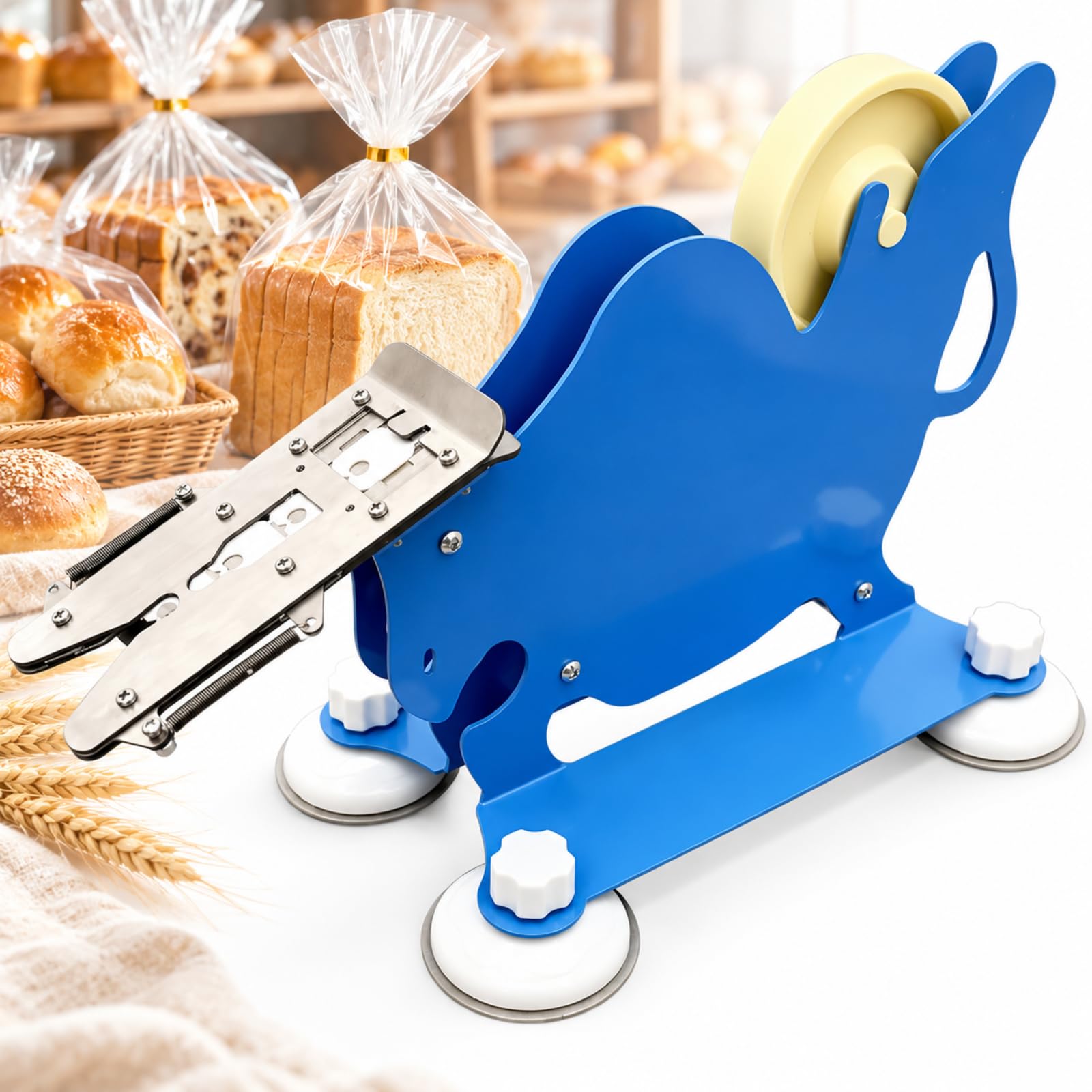 Selladora Manual De Bolsas De Pan Con Pinzas, Máquina Selladora De Bolsas De Pan Con 4 Ventosas, Cuerpo Metálico Y Mecanismo Deslizante De Acero Inoxidable Para Bolsas De Panadería Y Pastelería