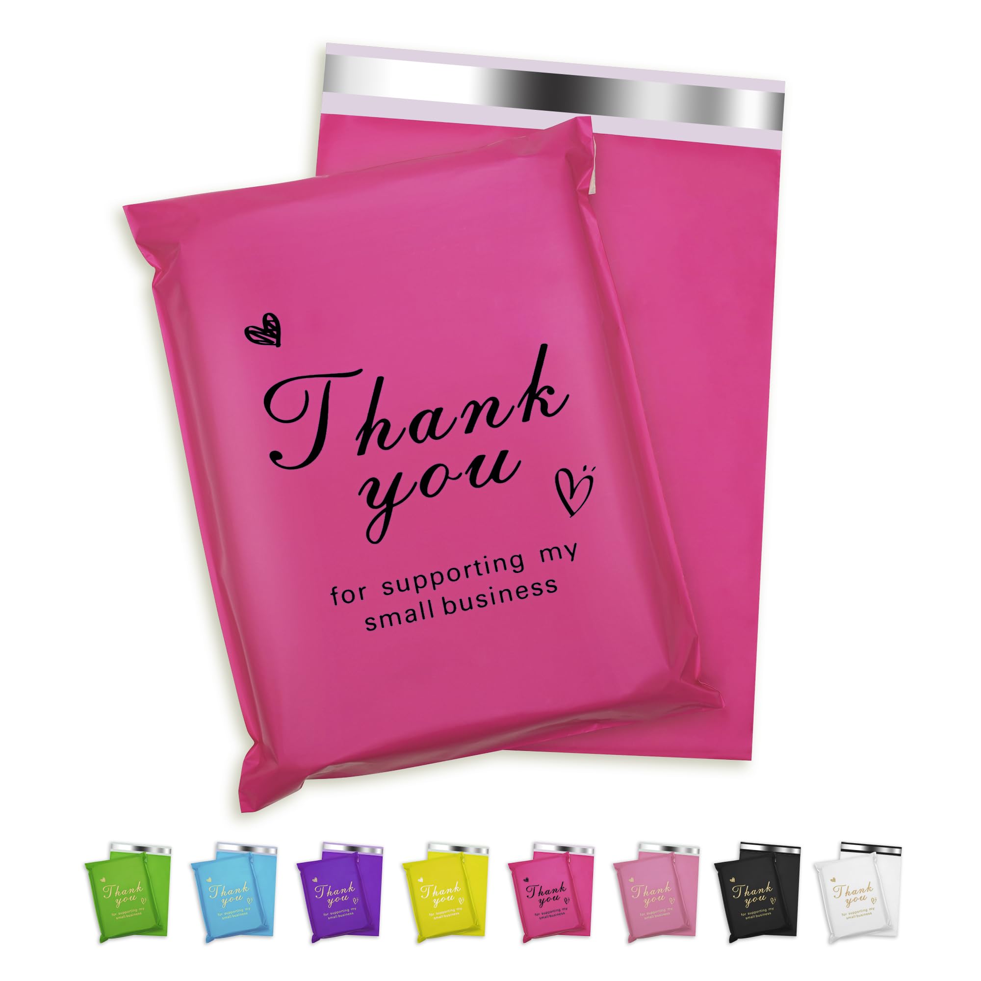 Jowlroel Thank You Poly Mailer 6x9 Inch 100 Pcs, Waterproof and Tear-Resistant Shipping Bags for Clothing, Strong Mailing Bags with Self-Seal, Cute