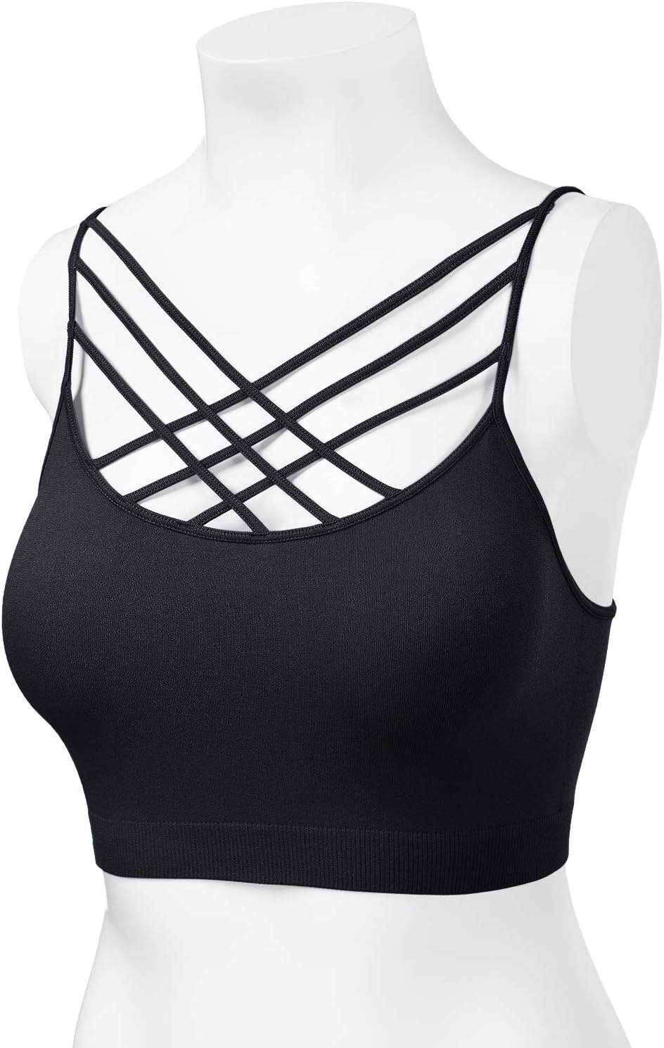 Women Sports Bra Criss Cross Strappy Wirefree Cami Bralette Crop Top