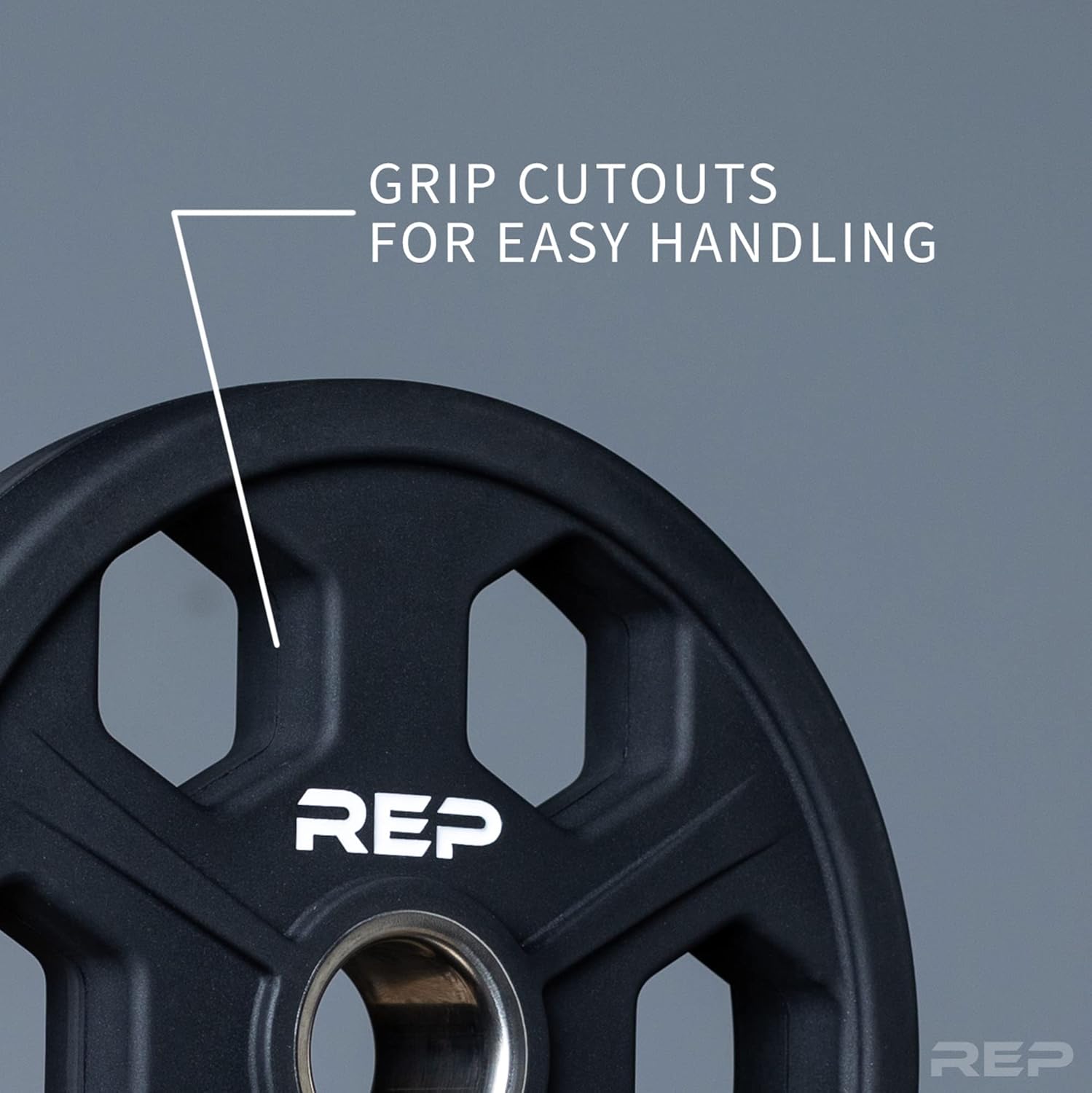 REP Fitness Urethane Coated Tri-Grip Olympic Barbell Weights - Sold in Pairs