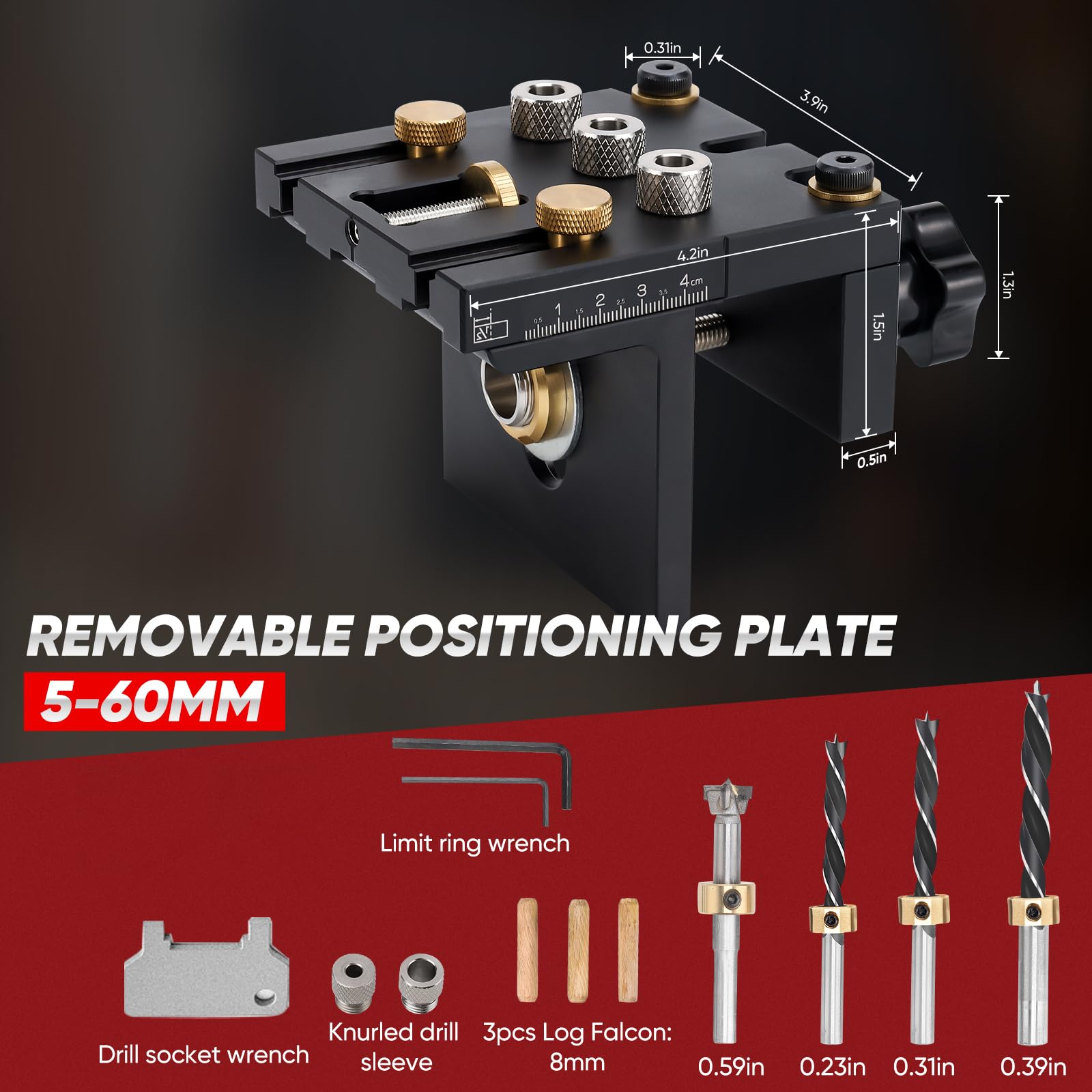 Ampvolts 6/8/10/15mm Houtdowel Boorgids Voor Meubels - 3 in 1