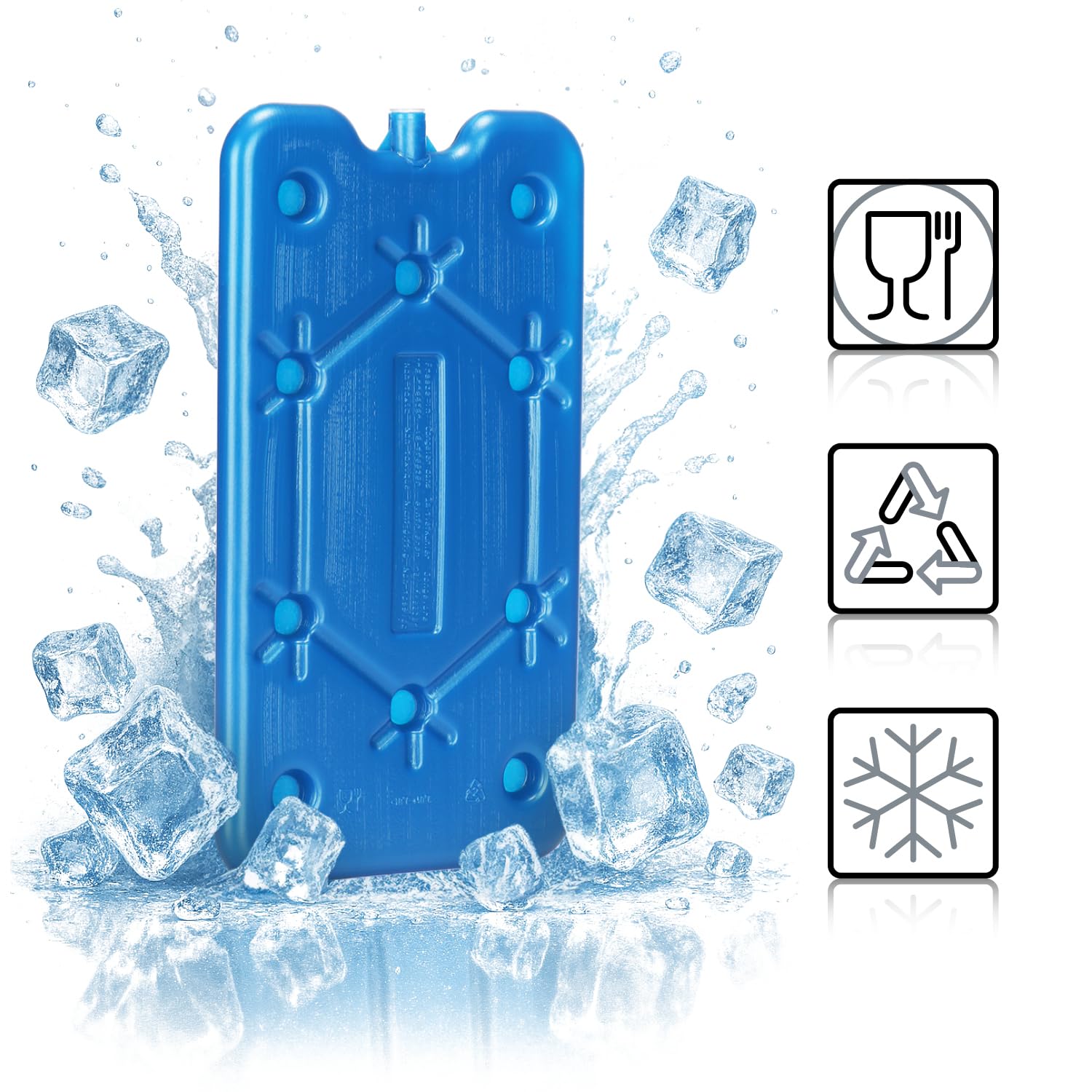 COM-FOUR® Plaski zimny pakiet 3x - zajmujacy malo miejsca i idealny do lodówek i toreb chlodniczych - waskie elementy chlodzace na kemping i na plaze (niebieski - 3 sztuki - M)
