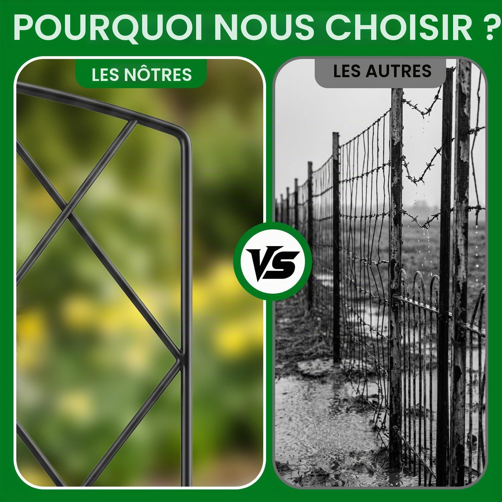 ARIFARO Clôture de jardin 61 cm (H) x 56 cm (l) 5 panneaux - Clôture décorative en métal antirouille - Clôture extérieure en fer pour chien - Clôture pour chien - Clôture pour animaux - Noir