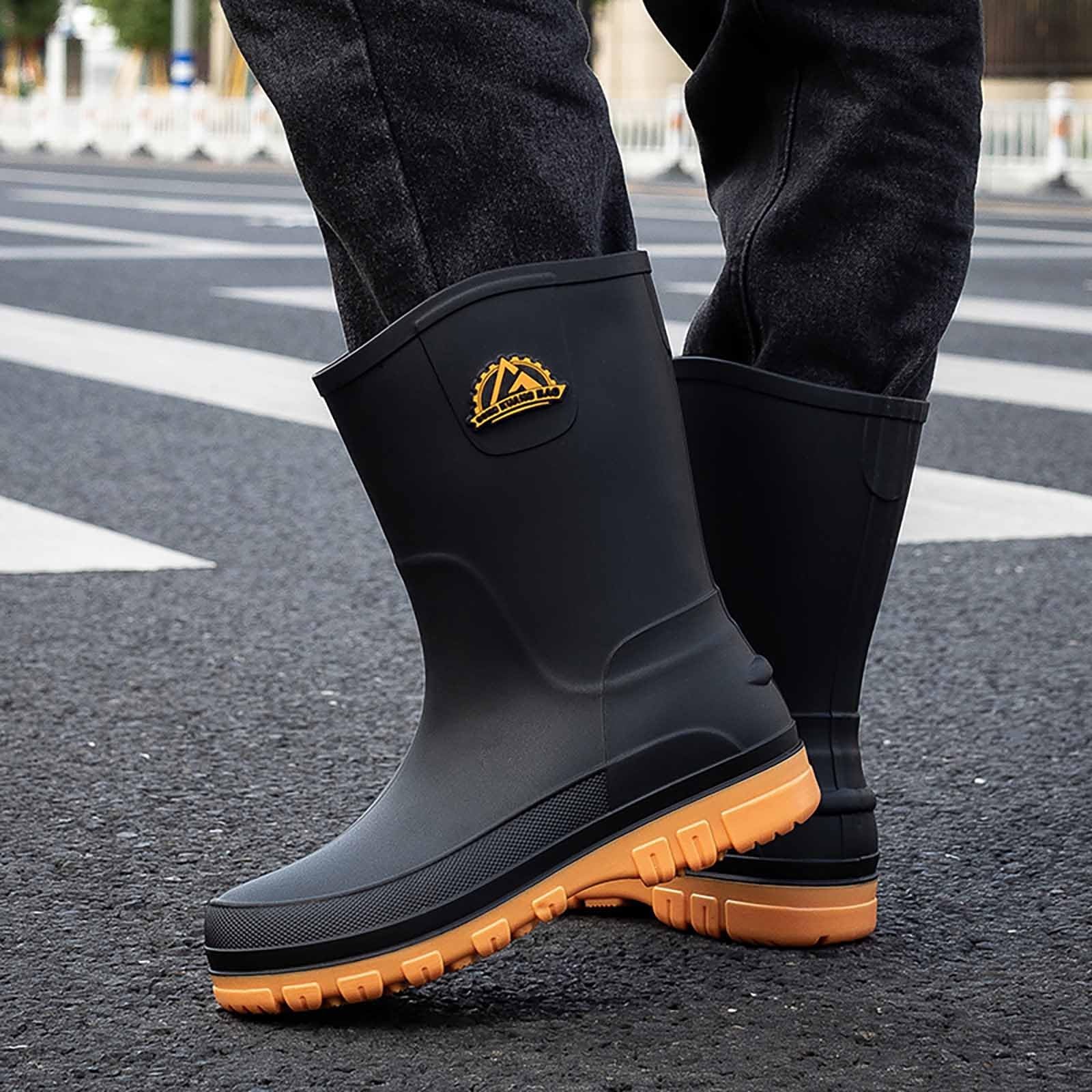 Generico Stivali Gomma Uomo -Scarpe Antipioggia Fuori Metropolitana Stile Europeo Antiscivolo Cucina Outdoor