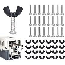 YeeBeny 24 pet Carrier Fasteners Set, Dog Kennel Replacement Screws and Bolts Butterfly Nuts,M6 Dog Kennel Replacement Screws, Pet Kennel Brackets