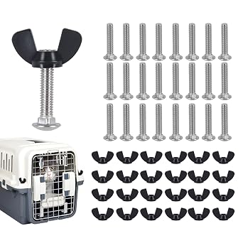 YeeBeny 24 pet Carrier Fasteners Set 6 Screws | Dog Kennel Replacement Screws and Bolts Butterfly Nuts Dog Kennel Replacement Screws Pet Kennel Brackets
