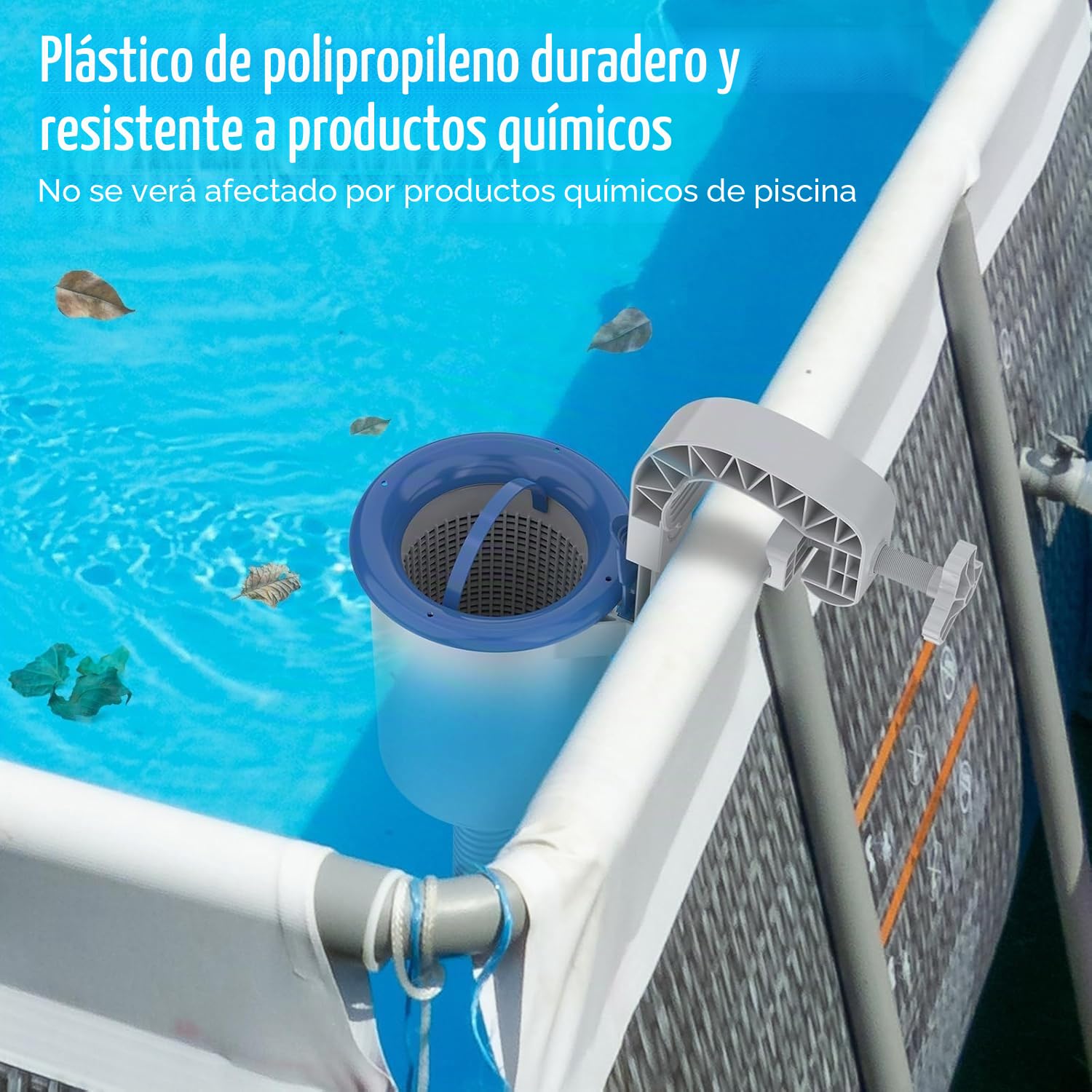 POOLAZA Skimmer Piscina Desmontable, Recoge Hojas, Cesta Extraíble | Material Resistente, Ajustable en Altura, para Piscinas Metálicas e Hinchables, Fácil Instalación