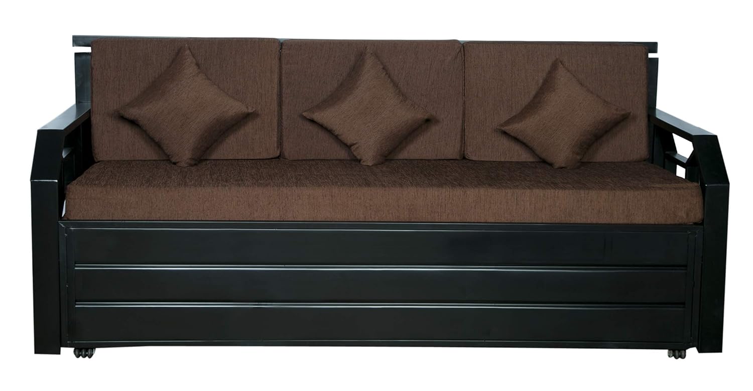 IK Traders Metal Sofa Cum Bed, King Size with Hydraulic Storage – 3 Seater Brown(Matte Finish, Brown) 3-Person Sofa for Living Room and Bedroom, by IK Traders IK Traders Metal Sofa Cum Bed, King Size with Hydraulic Storage – 3 Seater Brown(Matte Finish, Brown) 3-Person Sofa for Living Room and Bedroom, by IK Traders