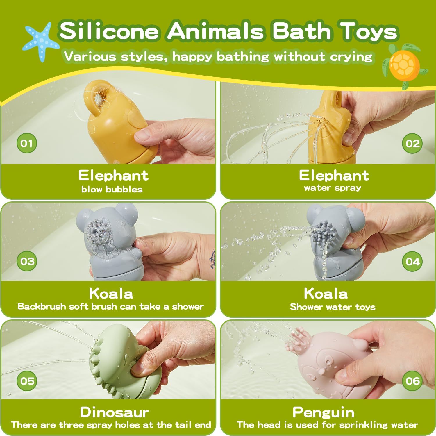 Juguetes de baño para bebés, 9 juguetes de baño sin moho para niños de 1 a 3 años, juguetes de agua con juguete de baño de silicona fácil de limpiar para bebés de 6 a 12 meses y barcos de baño seguros 3