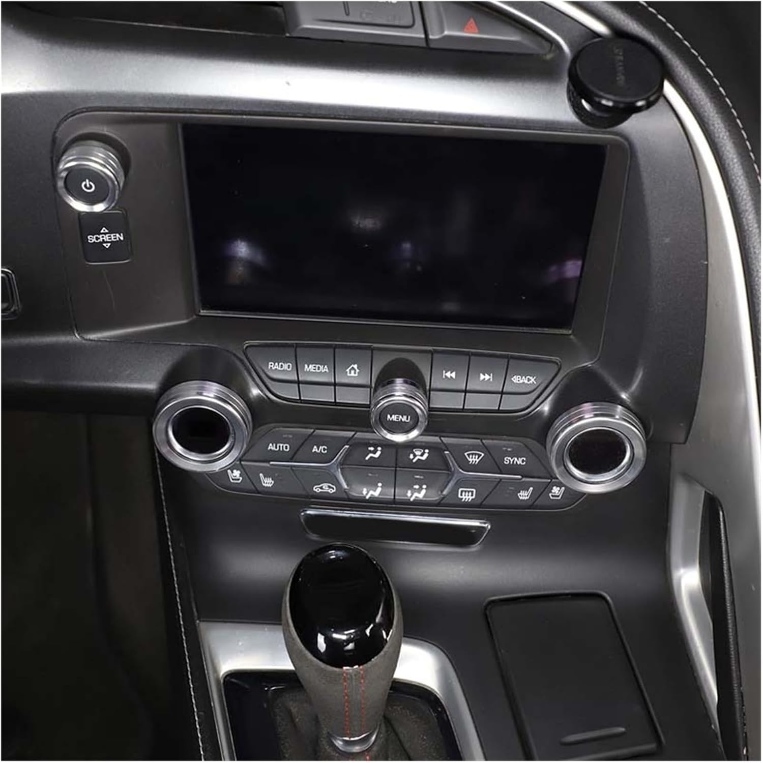 Compatible With Chevrolet Corvette C7 2014-2019 Aluminum Alloy Car Air Conditioner Volume Knob Cover Car 4Pcs(Blue)