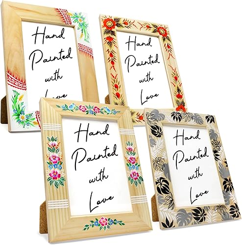 Miniatura 2 de AEVVV Paquete de 4 marcos de fotos de madera natural para mesa o montaje en pared, marco de fotos de madera maciza de 4 x 6 pulgadas, marcos de