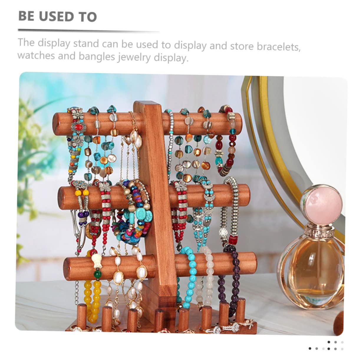 Holz Schmuckständer Multifunktional Armband Ringhalter Organizer Für Schreibtisch Mit Glatten Kanten Braun