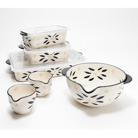 Temp-tations 9 Pc Prep & Bake Kitchen Dinnerware Set (Old World Black)