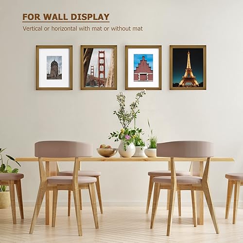 Miniatura 7 de KINLINK Marcos de fotos de 8 x 10 pulgadas, marcos de madera marrón con plexiglás acrílico para fotos de 4 x 65 x 7 con paspartú o de 8 x 10
