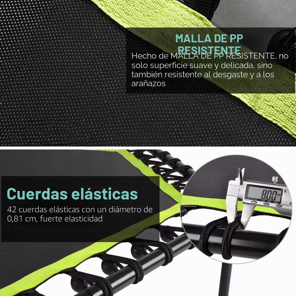 ONETWOFIT 122cm Trampolín de Rebote para Adultos, Mini trampolín silencioso para Ejercicio en Interiores al Aire Libre, trampolín de Fitness con Rebote Bungee